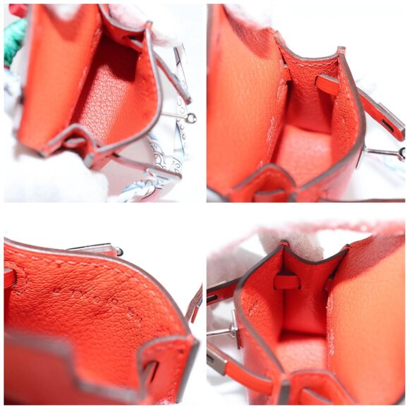 HERMES Micro Kelly Bag Charm Leather Orange Auth 141175SM - Picture 16 of 16